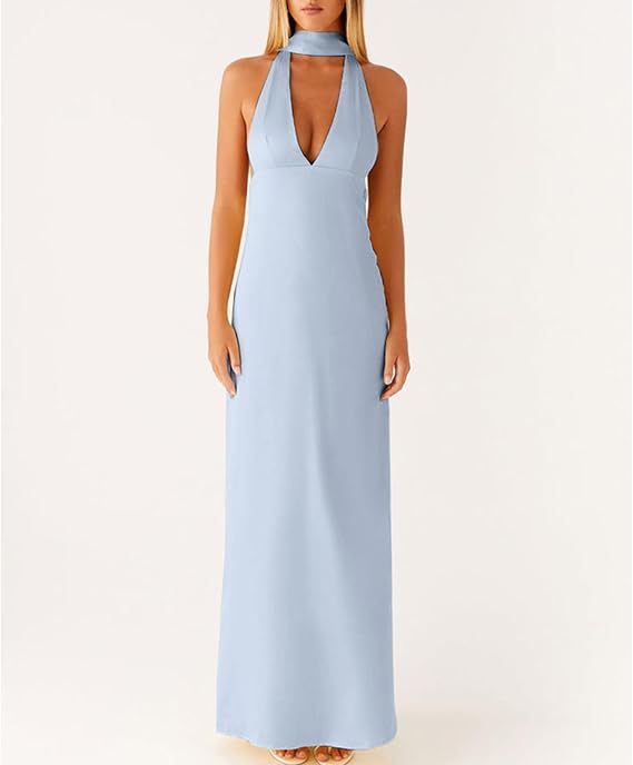 Women's Dress Deep Collar Backless Tight Formal Dresses