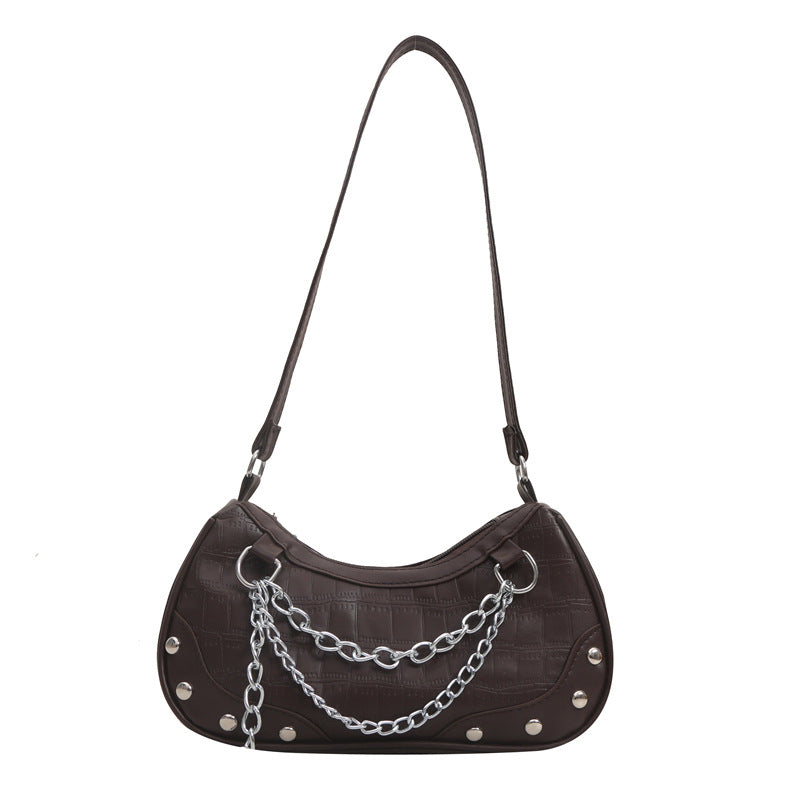 Women's Stone Pattern Chain Underarm Spring Fashion Shoulder Bags