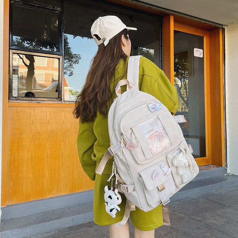 Schoolgirl Pendant Cartoon Cute Badge Bear Travel Bags