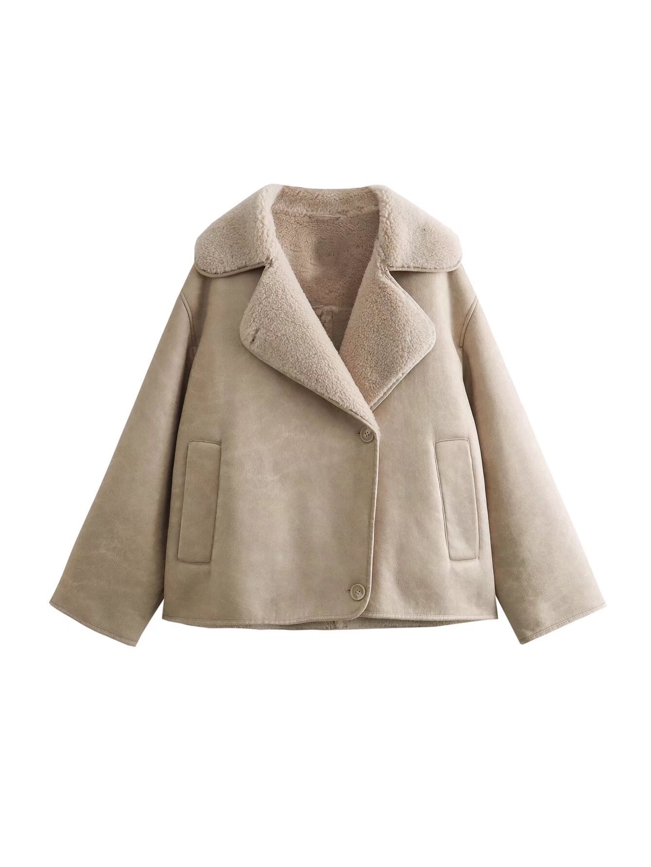 Women's Elegant Lapel Bronzing Double-sided Pocket Jackets