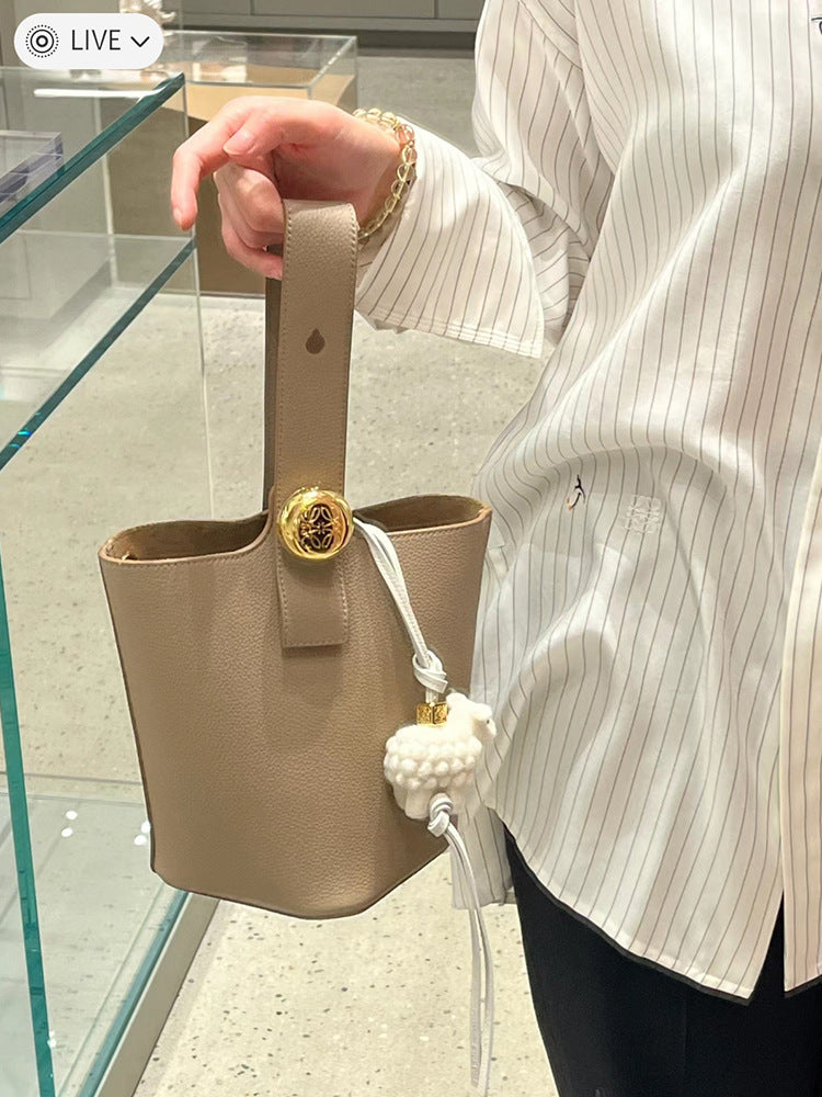 Attractive Elegant Trendy Women's Cowhide Portable Bucket Bags