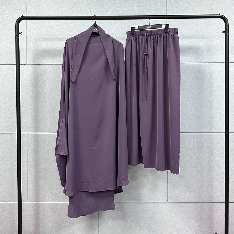 Women's Turkish Two-piece Veil Robe Solid Color Dresses