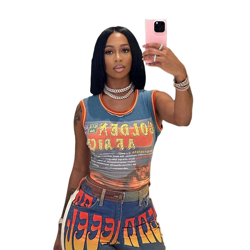 Women's Fashion Street Shooting Sexy Tight-fitting Slimming Women's T-shirt