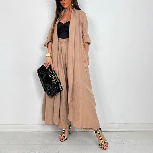 Women's Long Shirt Fashion Solid Color Casual Suits