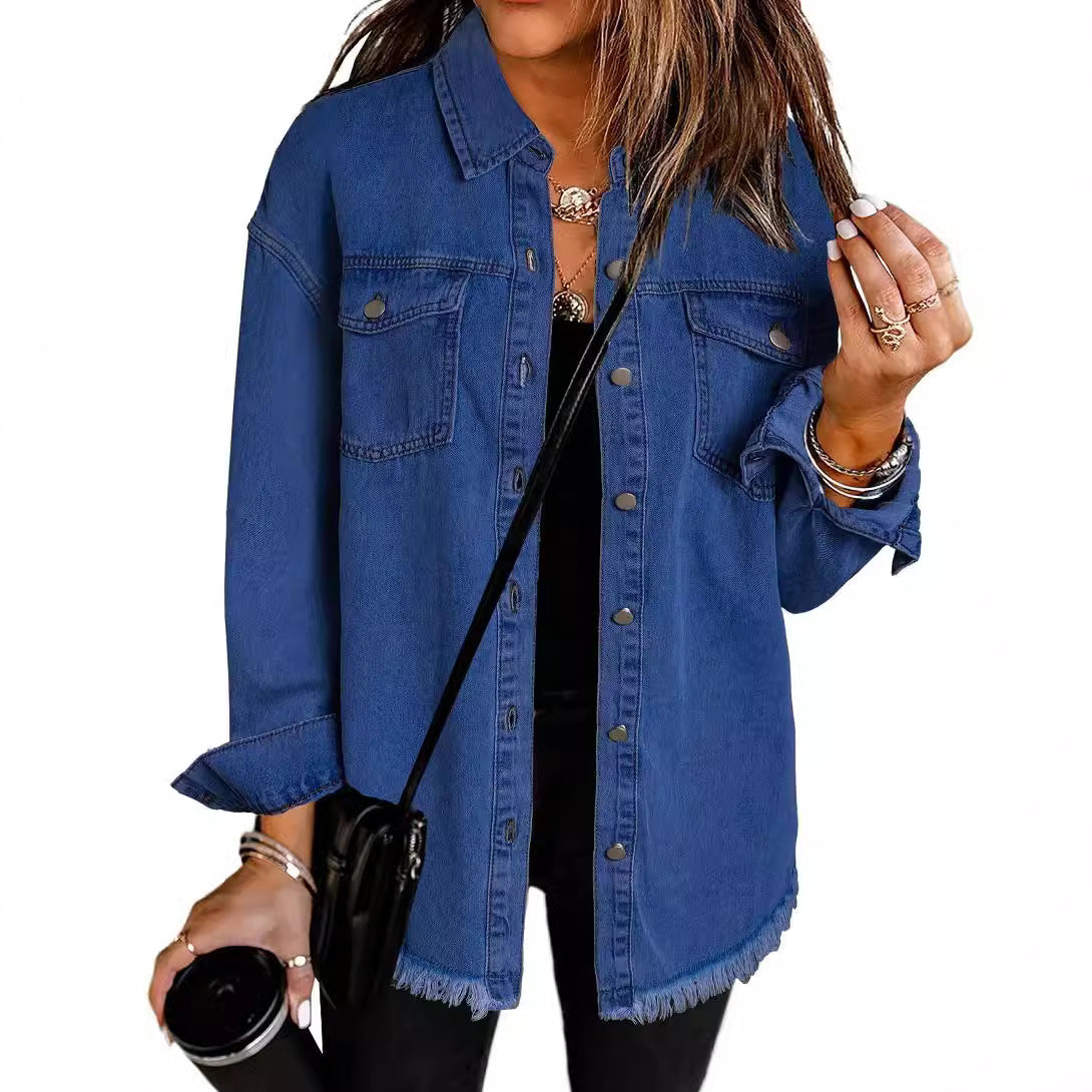 Women's Fashion Wear Denim Burr Shirt Blouses