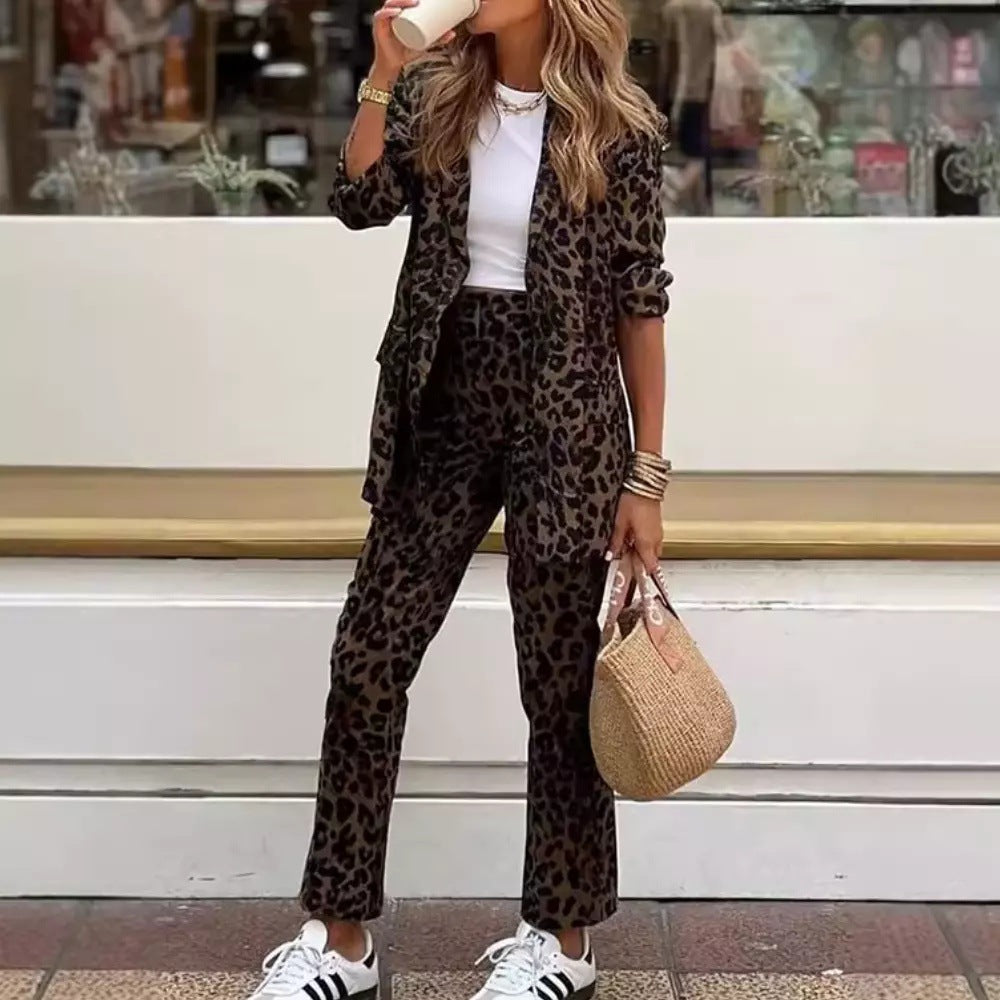 Women's Digital Printing Bohemian Long-sleeved Trousers Suits