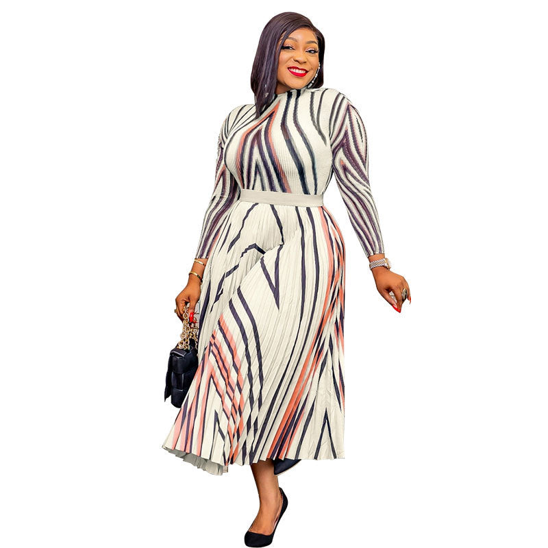 Women's Dress Autumn Chubby Printed Long Sleeve Dresses