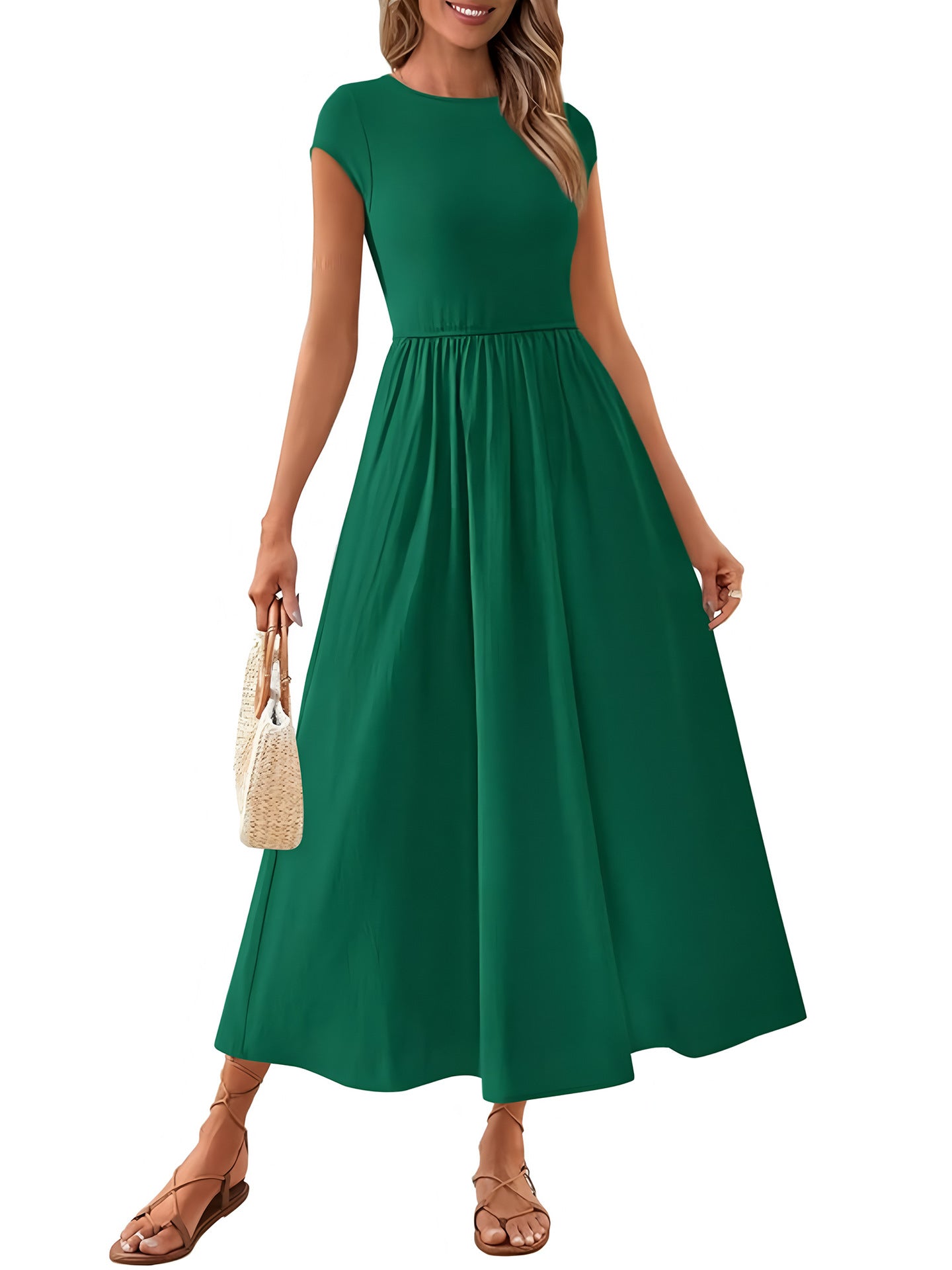 Women's Casual Seaside Vacation Style Cap Sleeve Stitching Dress
