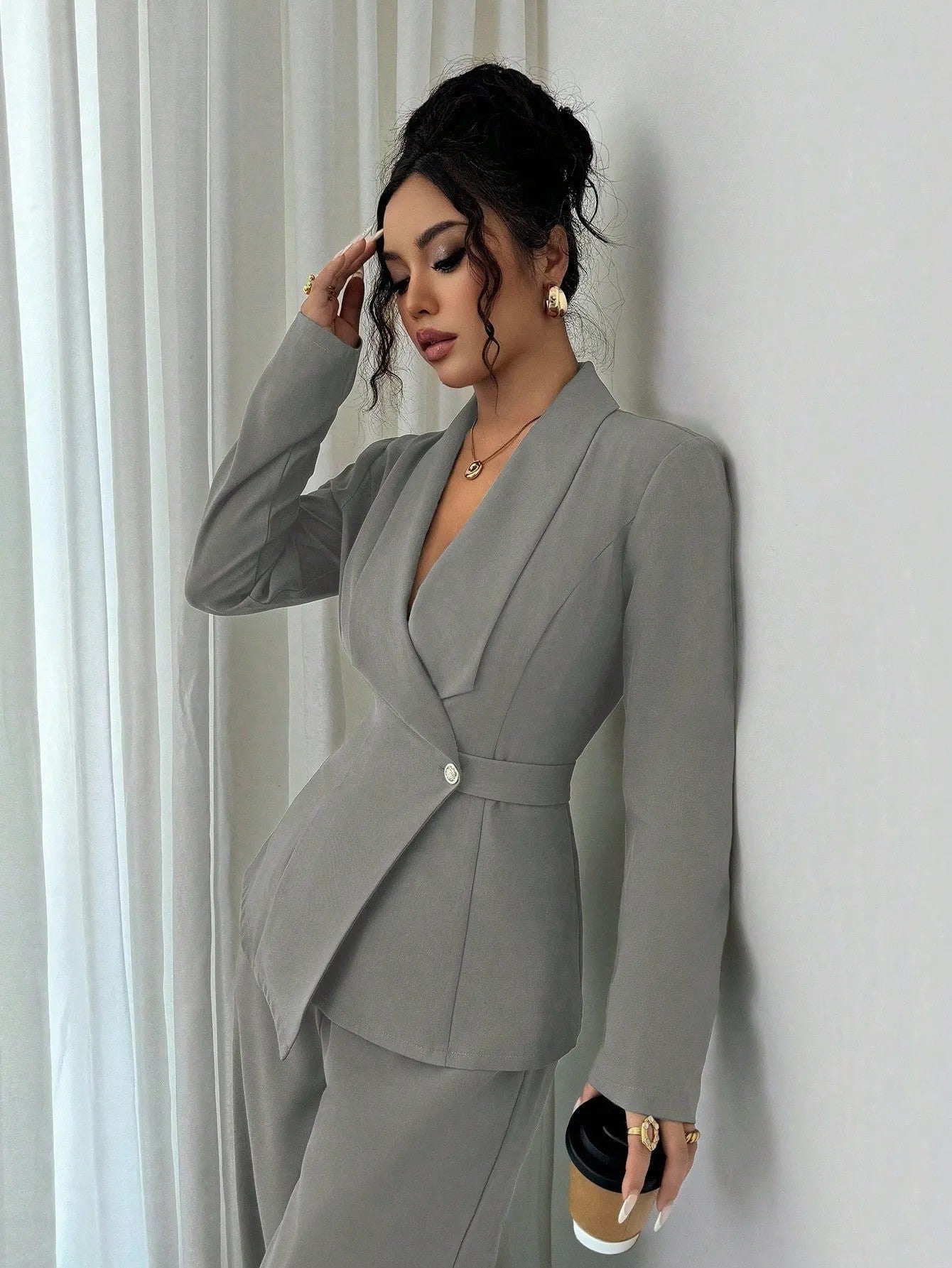 Women's Set Solid Color Long Sleeve Shirt Fashion Casual Suit