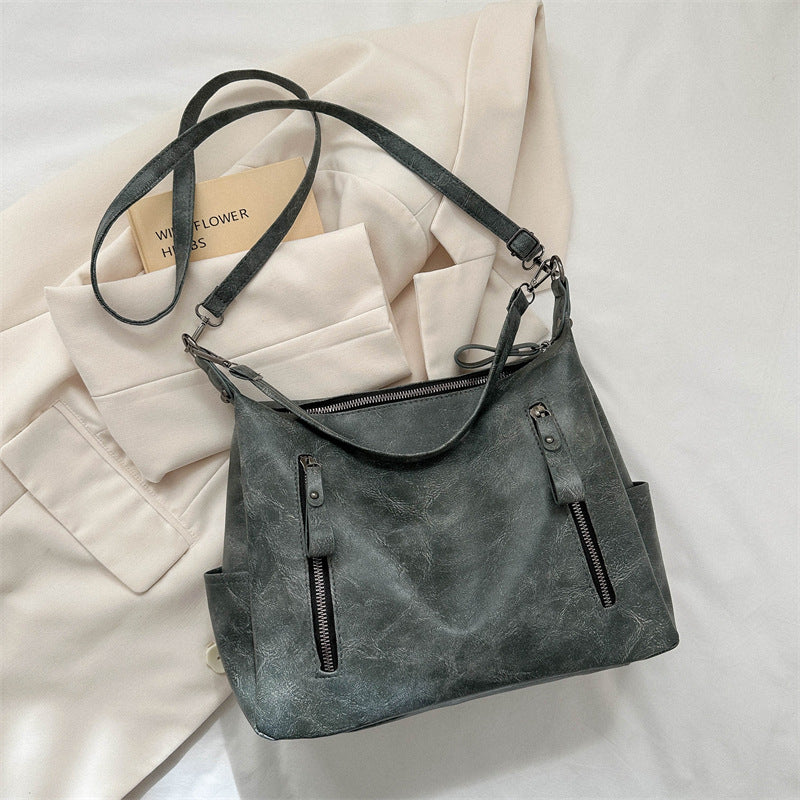Women's Korean Style Large Capacity Commuter Textured Tote Bags