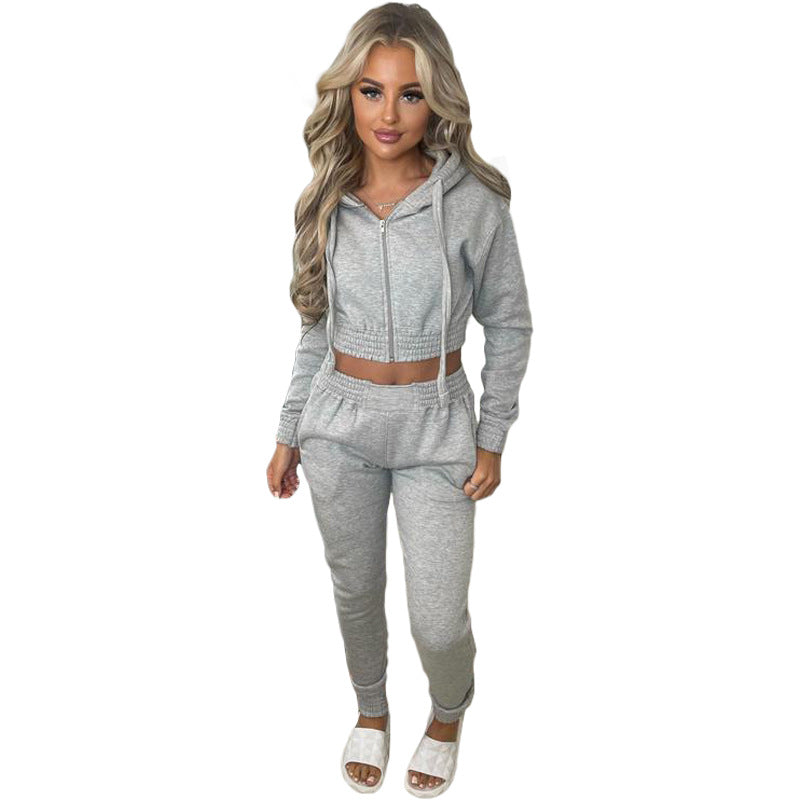 Women's Brushed Hoody Hooded Sports Leisure Suits