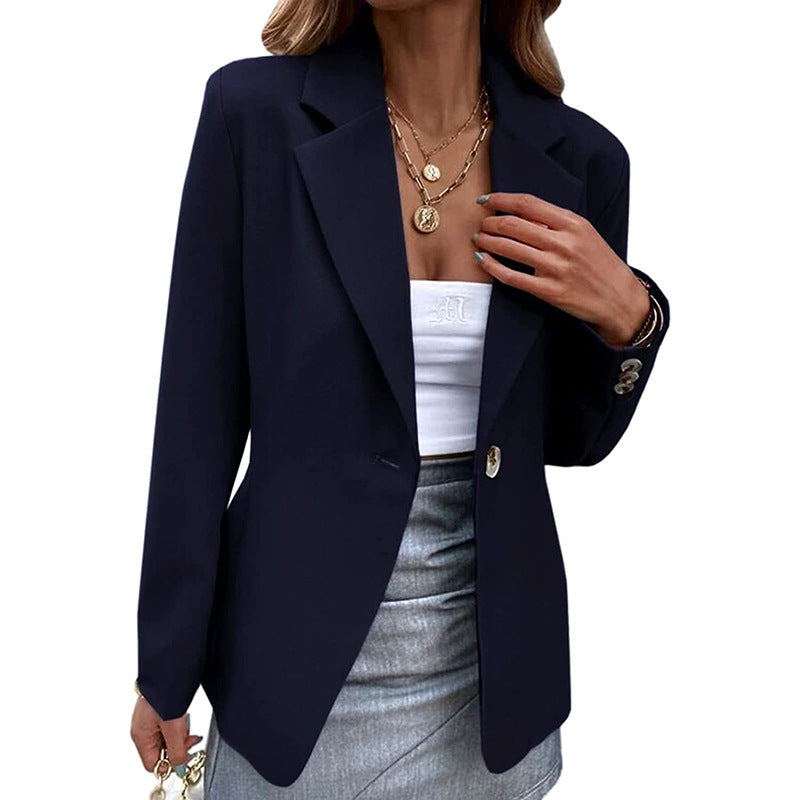 Graceful Women's Casual Long-sleeved Solid Color Small Suit