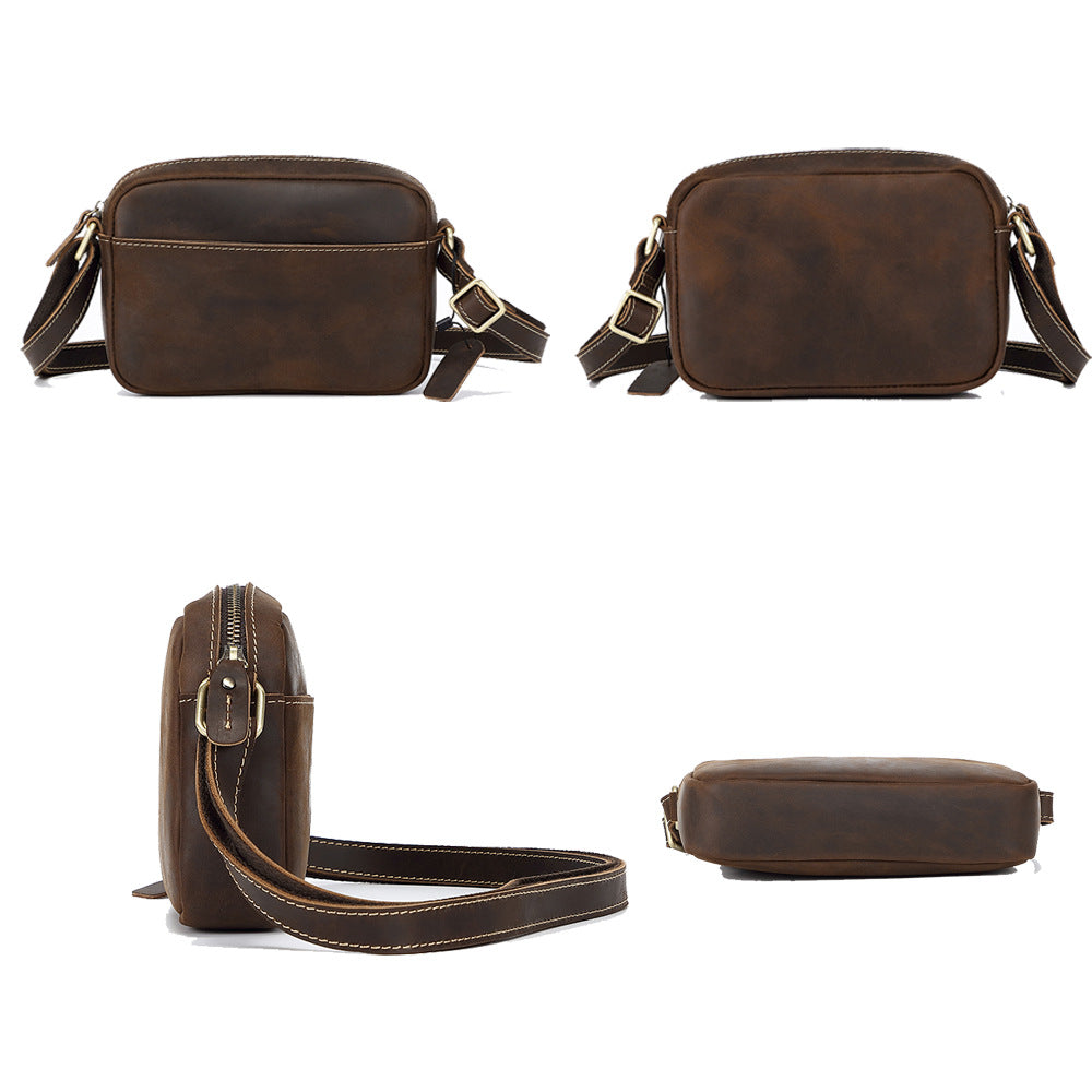 Men's Retro Crazy Horse Leather Cowhide Genuine Men's Shoulder Bags