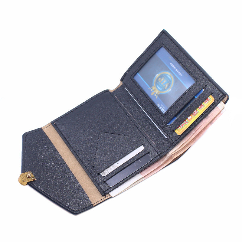 Women's Short Crocodile Embossed Multiple Slots Tri Ladies Wallets