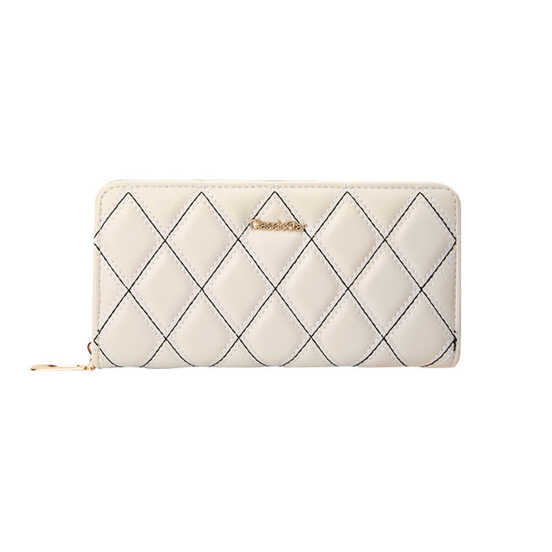 Simple Korean Style Long Fashion Single Pull Rhombic Ladies Wallets