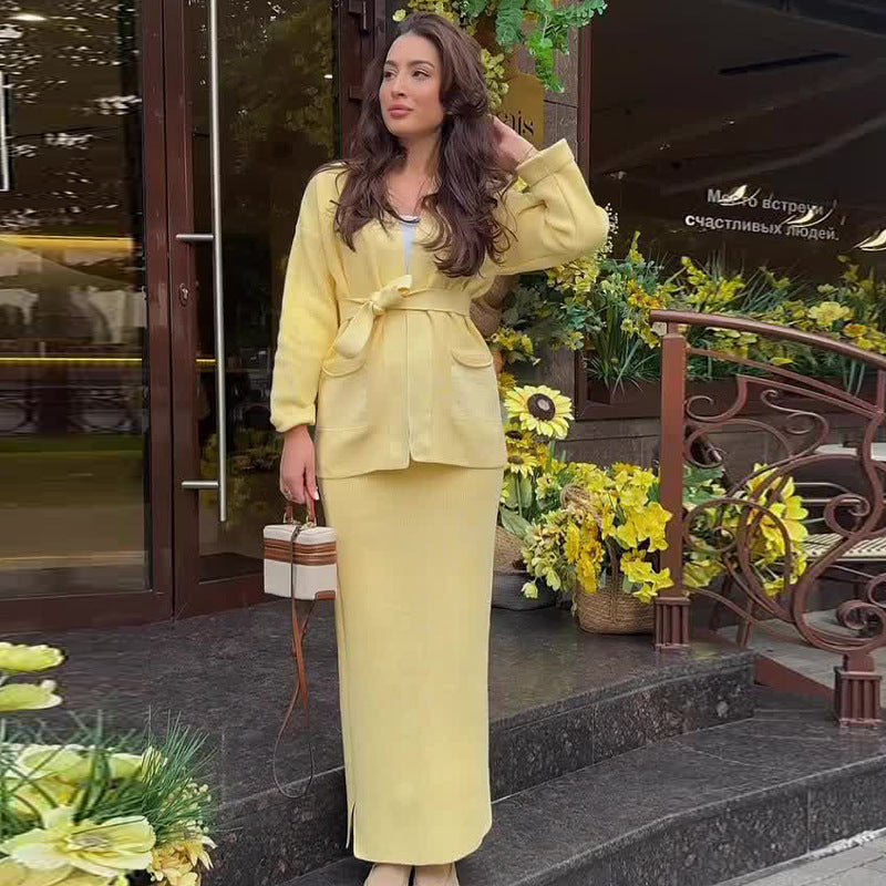 Women's Solid Color Elegant Tied Slim Fit Suits