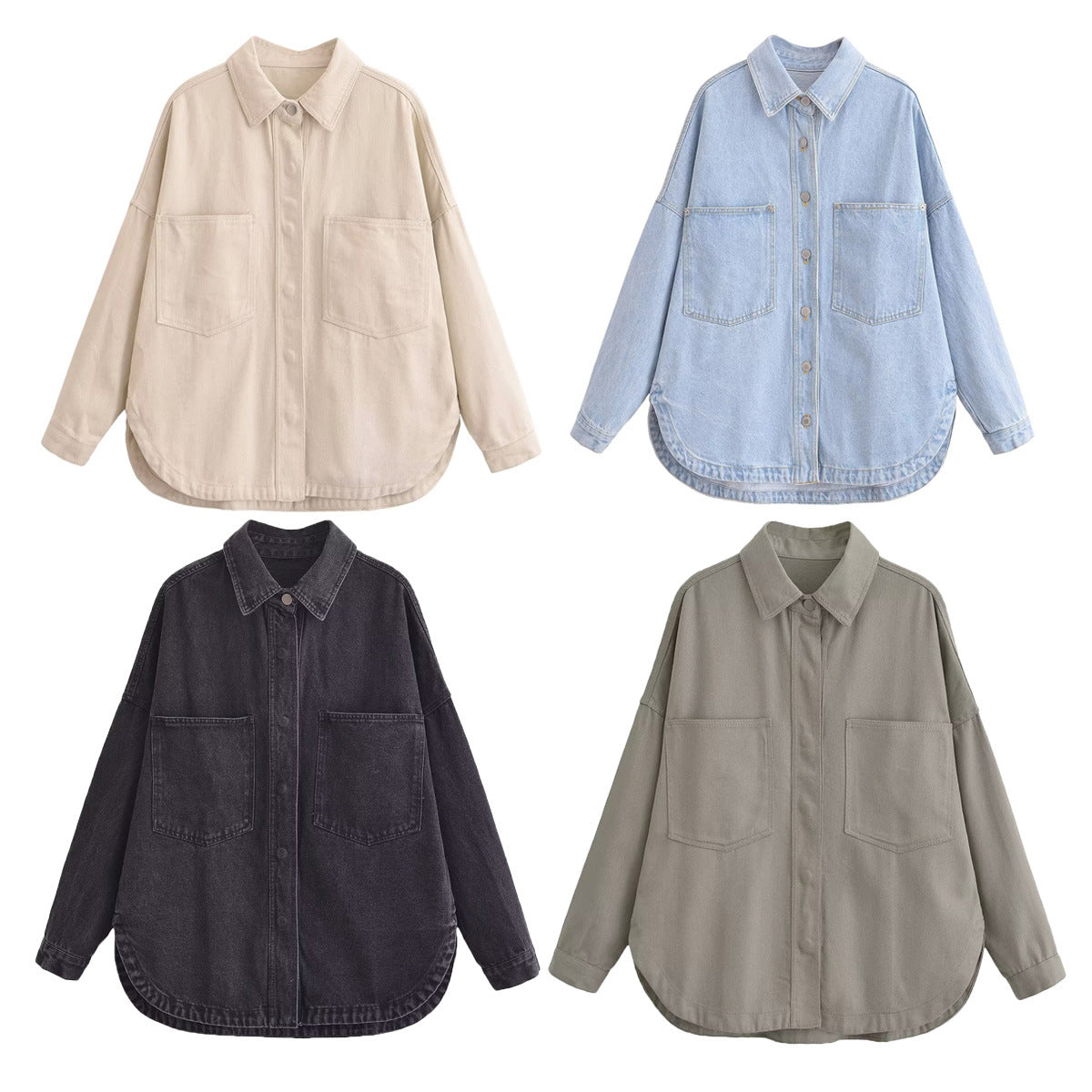 Women's Spring City Leisure Washed-out Denim Jackets