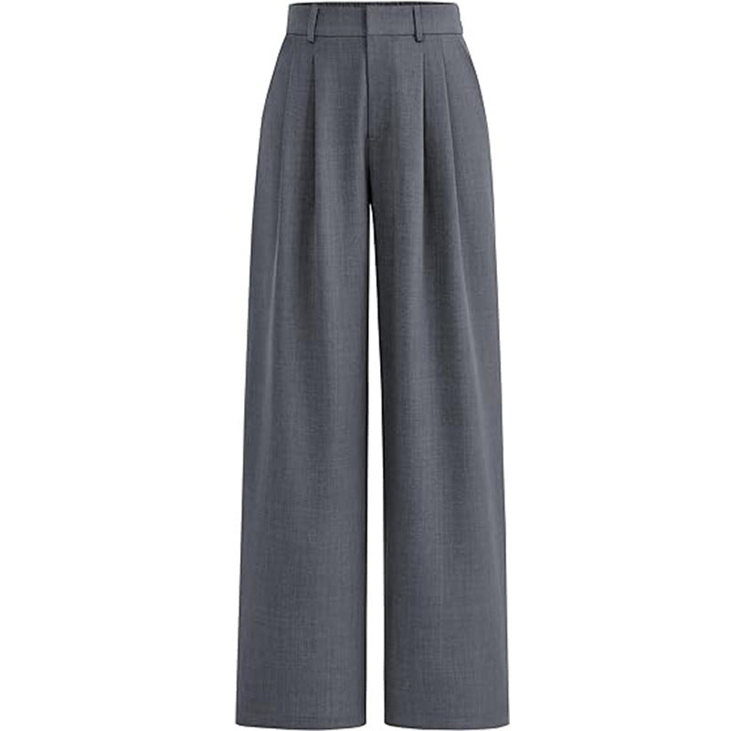 Women's High Waist Straight Business Trousers Casual Pants