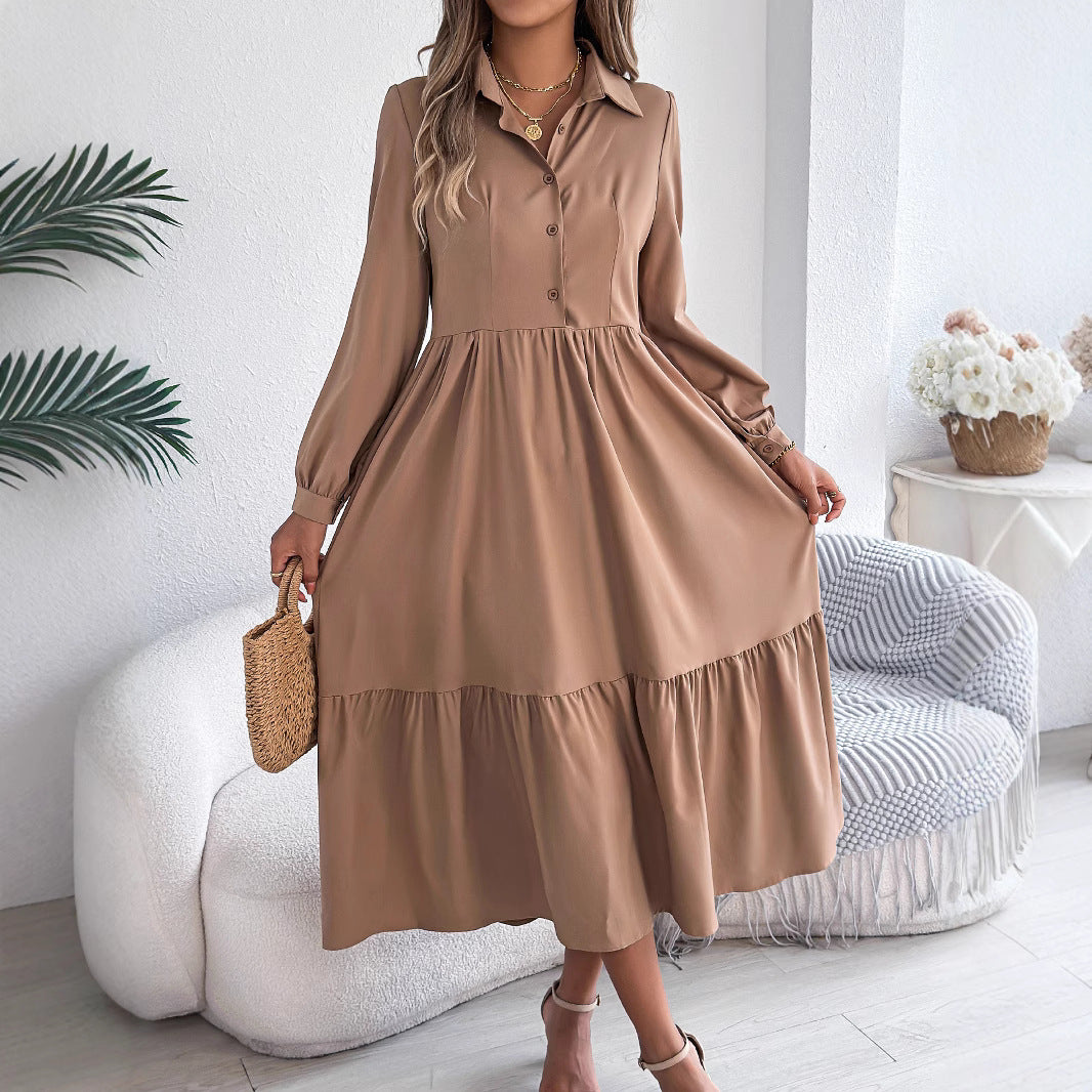 Women's Lapel Casual Loose Long Sleeve Ruffled Clothing