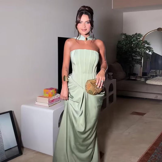 Women's Pure Color Halter Tube Dress Dresses