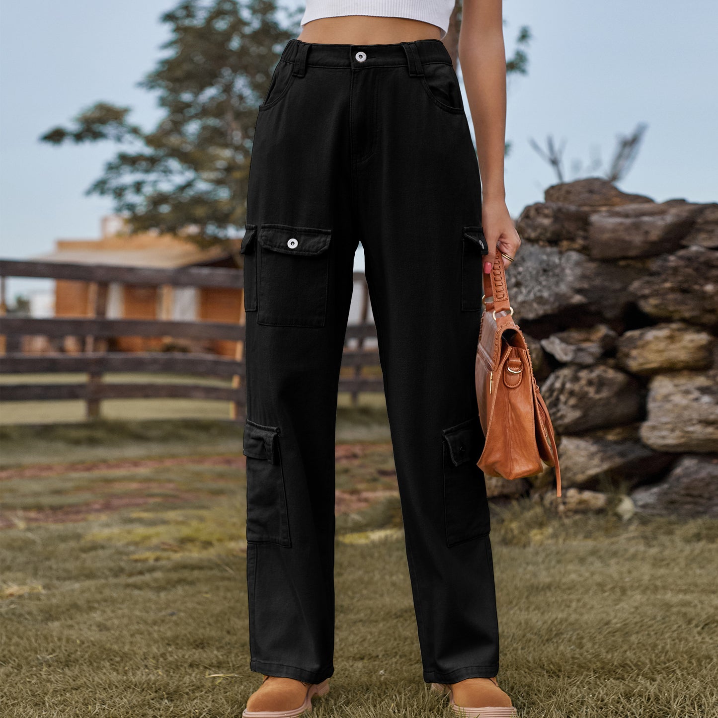 Women's American Hot Washed Half Elastic Design Jeans