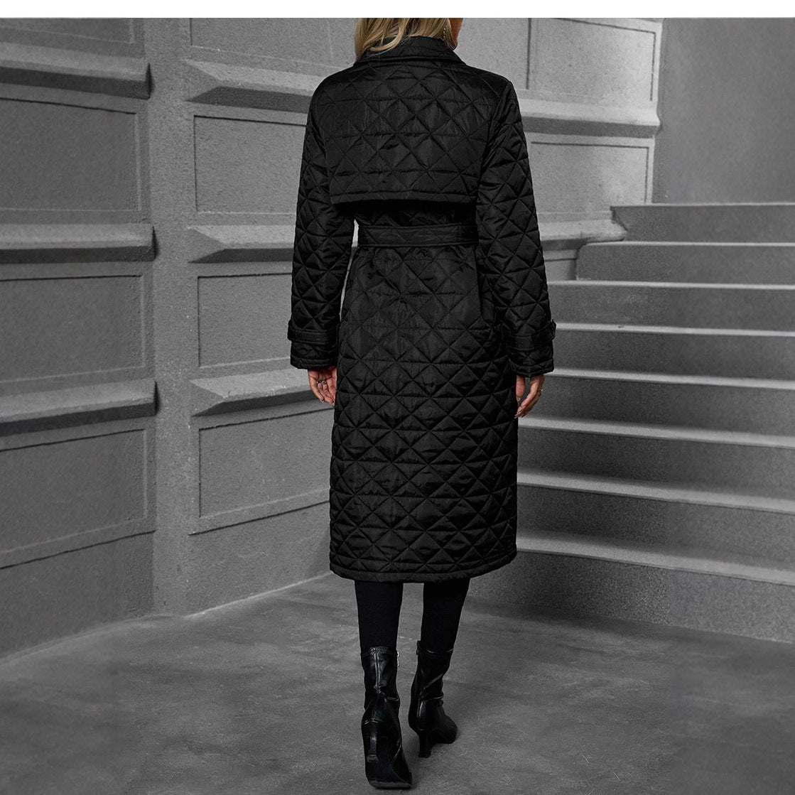 Women's Popular Quilted Long Trench Cotton Coats