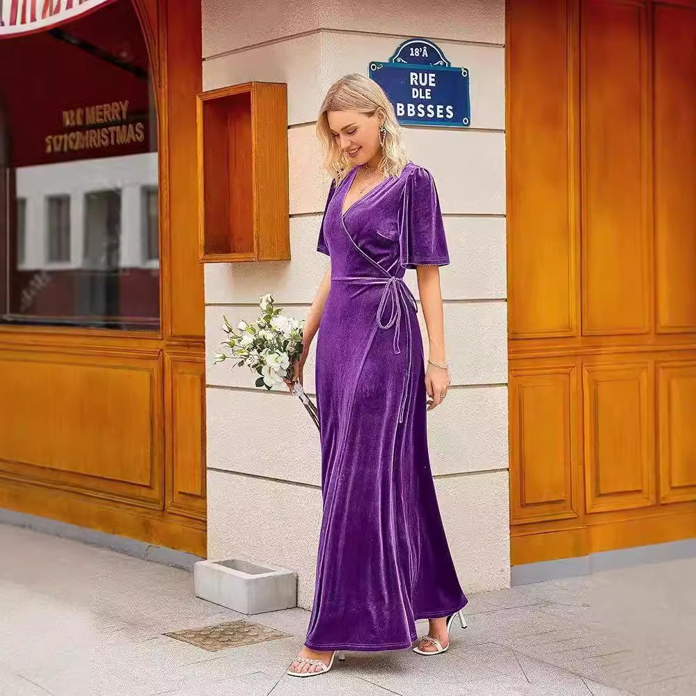 Dress Sexy Veet Deep Slit Elegant Dresses