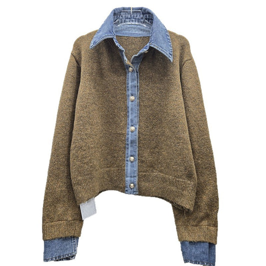 Women's European Goods Heavy Korean Style Early Autumn Fake Two Sweaters