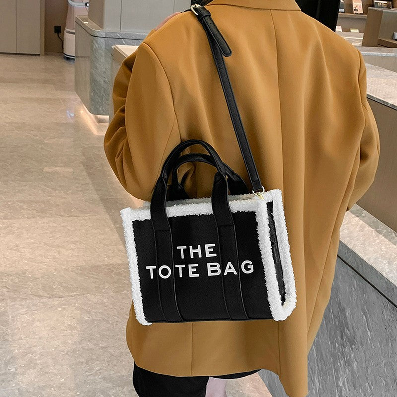 Women's Trendy Solid Color Letter Large Capacity Shoulder Bags