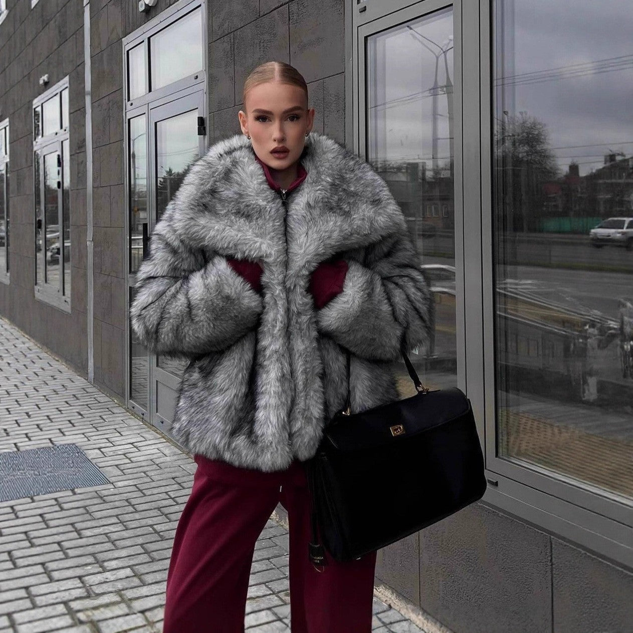 Women's Fox Fur Large Lapel Faux Fashion Coats