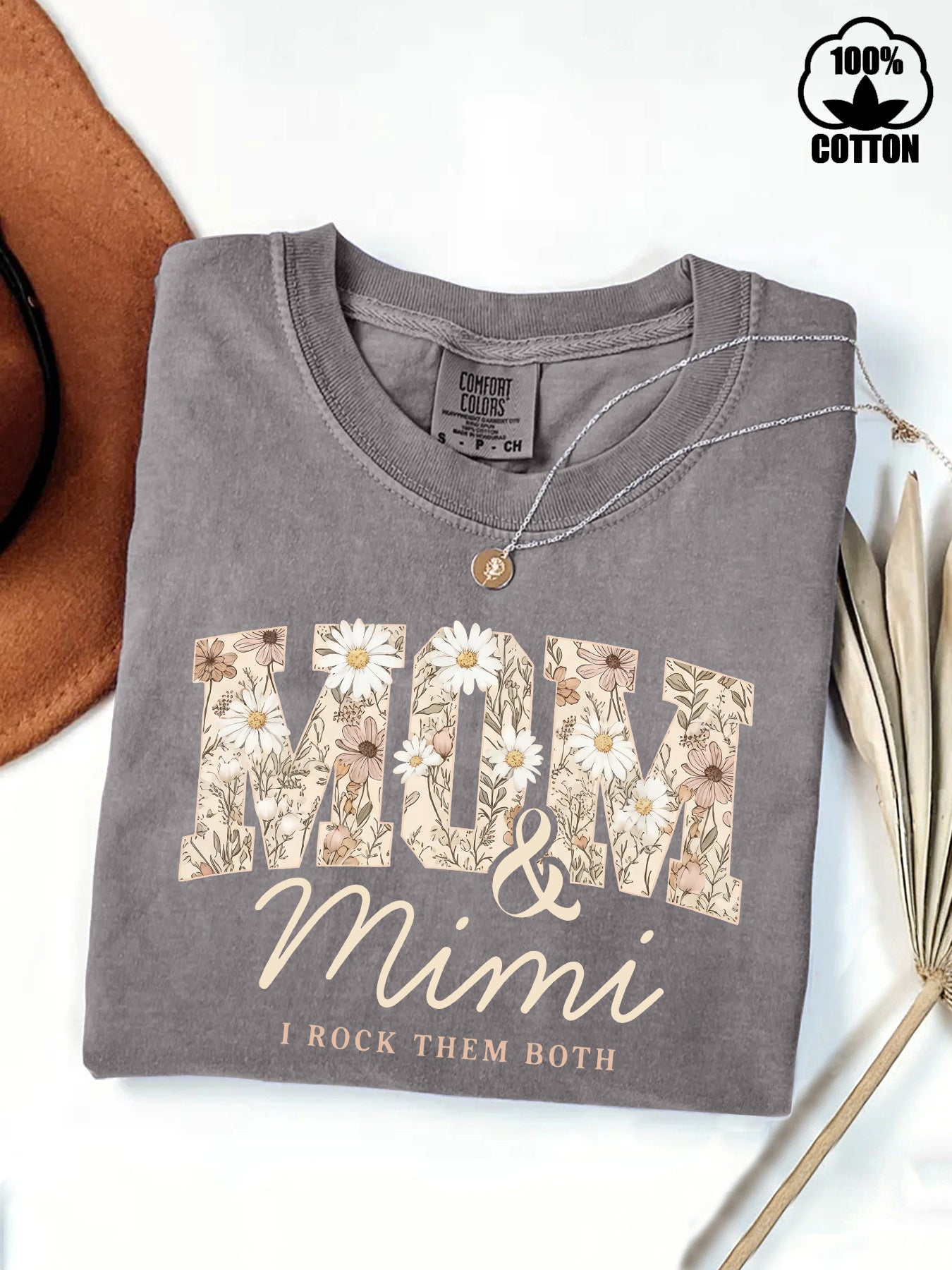 Pure Cotton Washed Fried Snowflake Mother Mei Love Both Printed Women's T-shirt