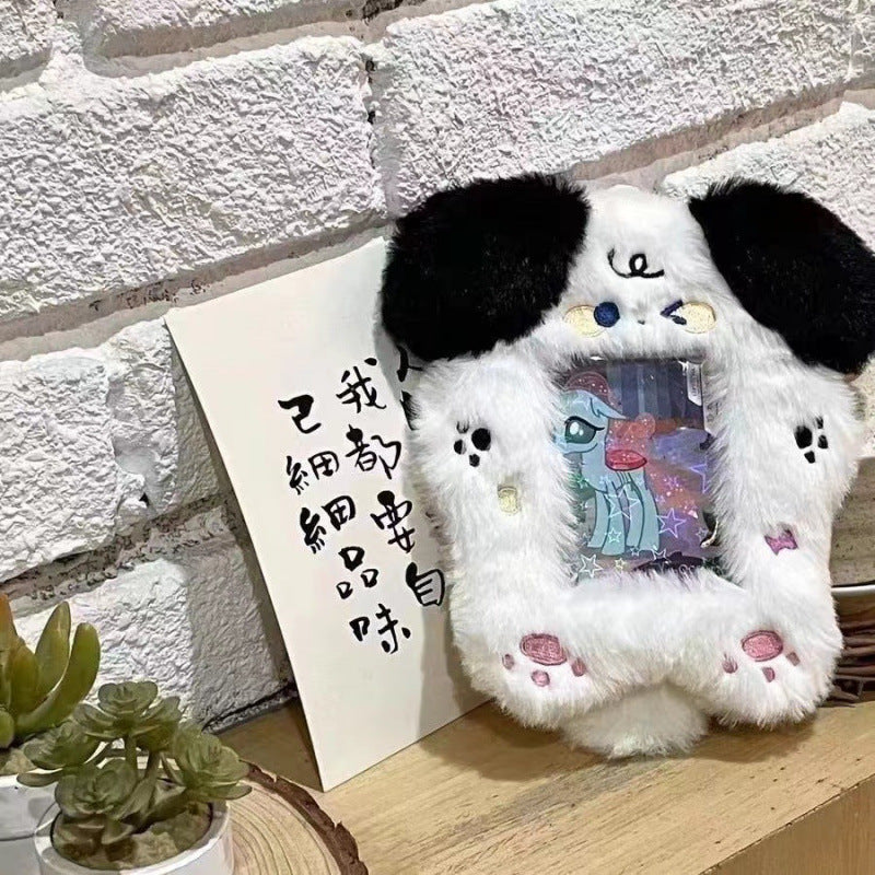 Cute Puppy Cover Plush Protective Meal Card Holder