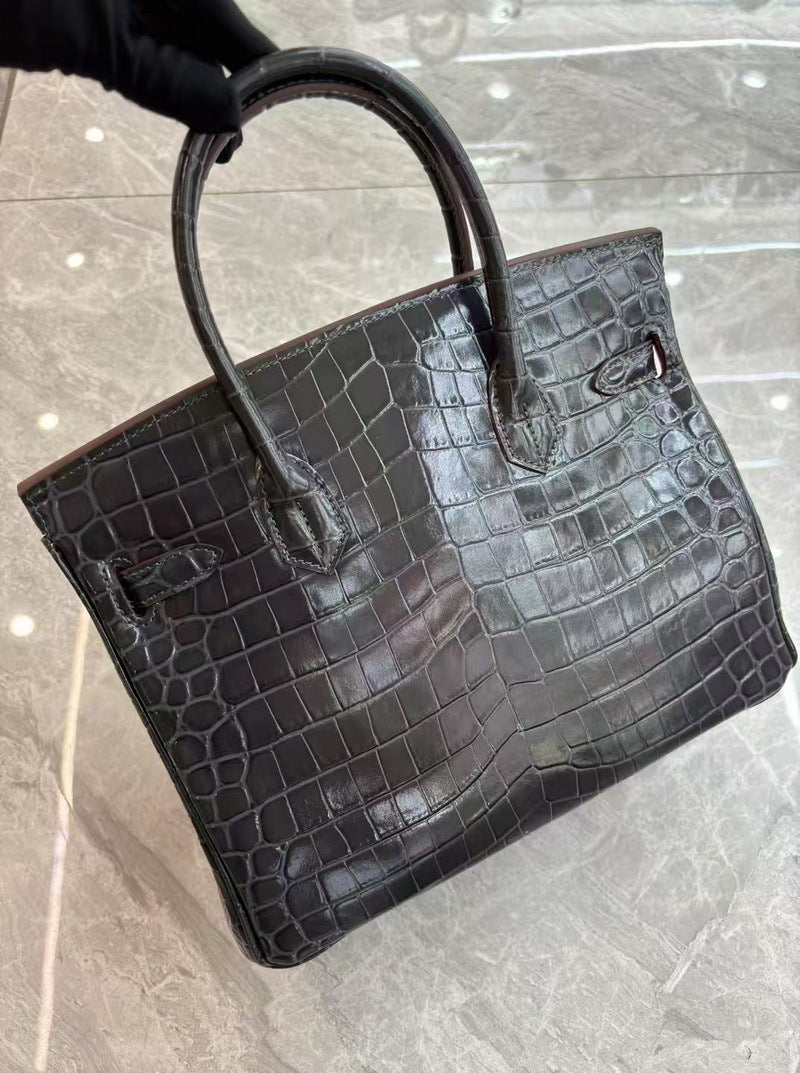 Women's Genuine Leather Shiny Patent Crocodile Pattern Bags
