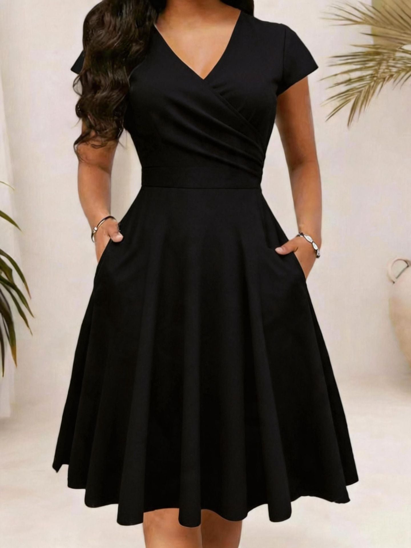 Women's Summer Pocket Sleeve Popular Floral Print Long Dress