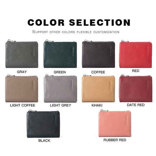 Women's Genuine Leather Female Litchi Pattern Cross Lens Layer Coin Purses