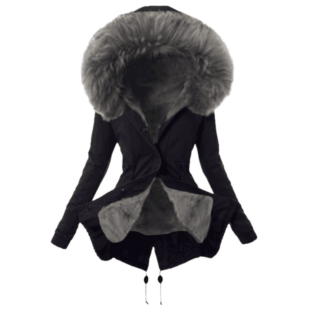 Women's European Parka Mid-length Clothes Hooded Winter Coats