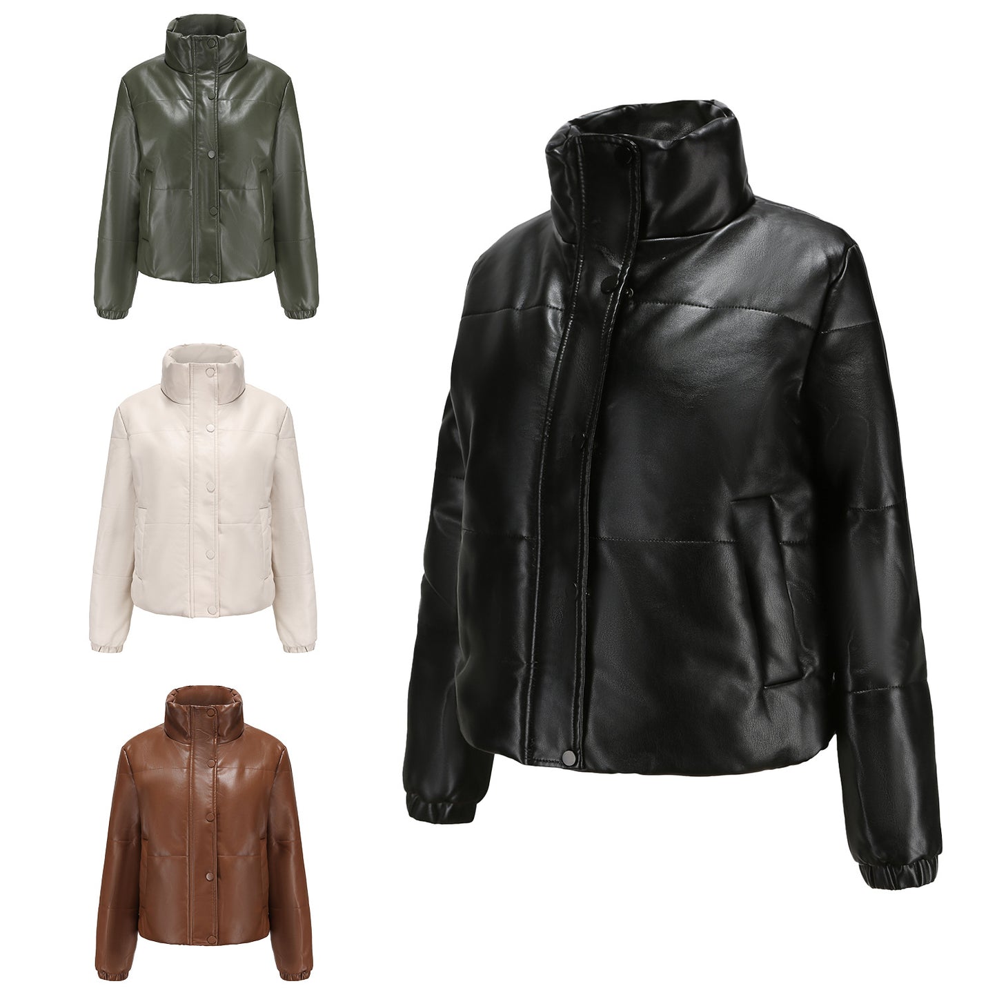 Women's European Leather Thickened Cotton Puffer Shorts