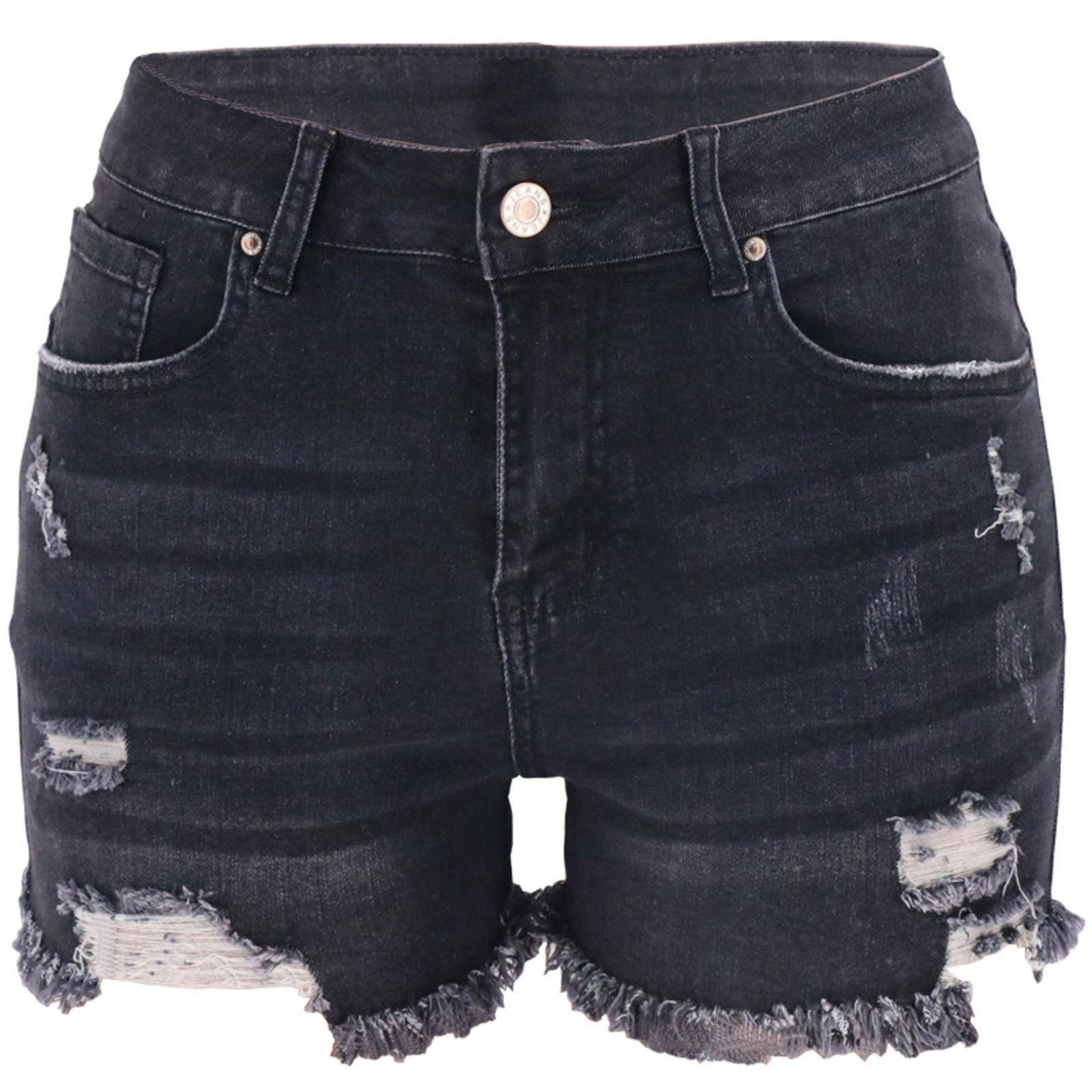 Women's Denim High Waist Elastic Hole Shorts