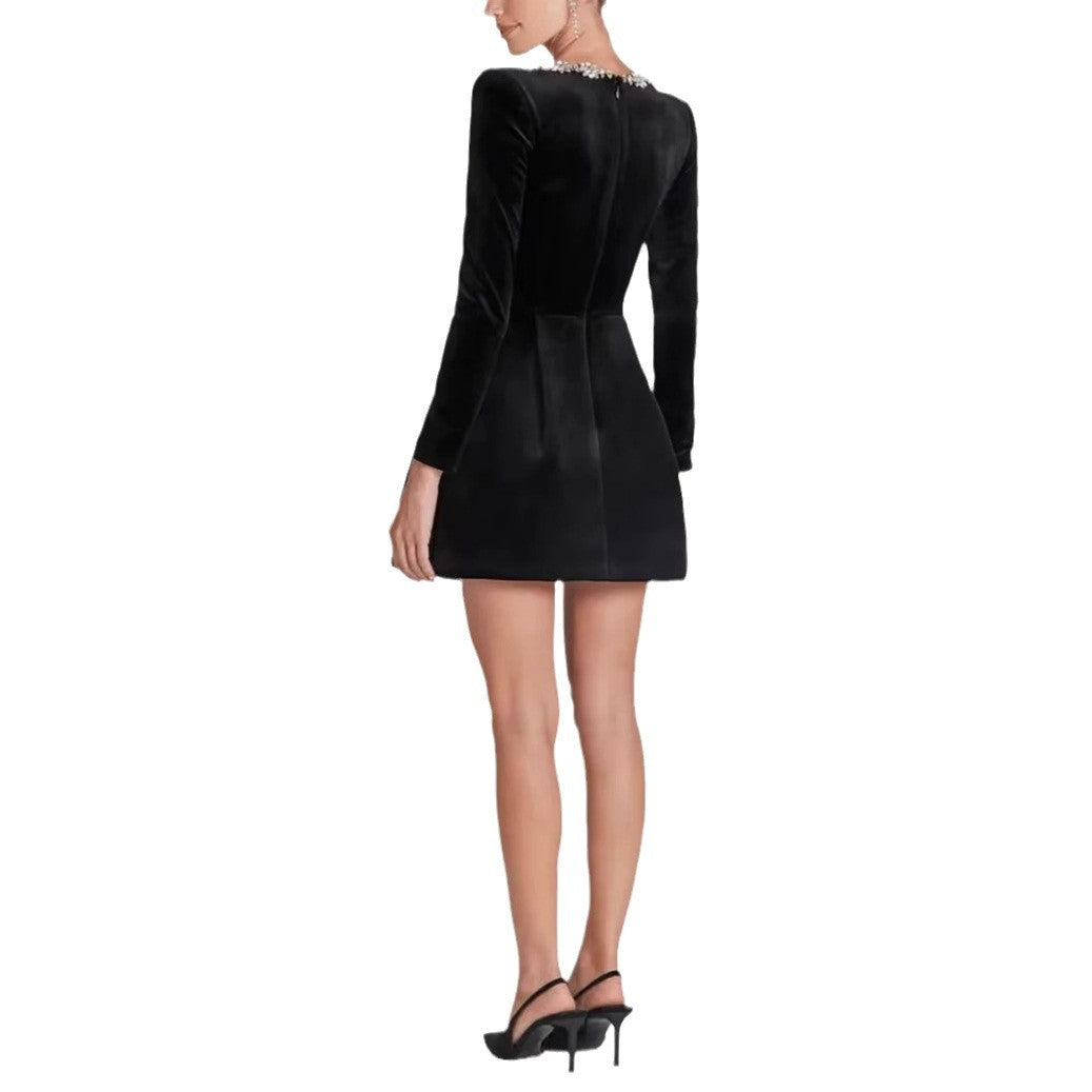 Women's Winter Elegant Square Collar Diamond Veet Clothing
