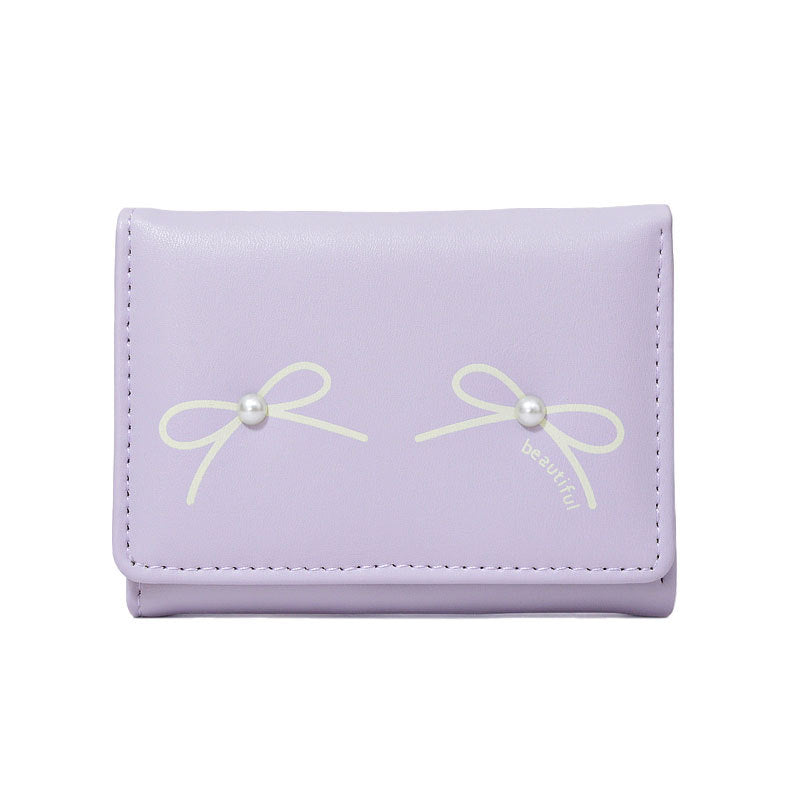 Women's Summer Bow Outing Cute Pearl Ladies Wallets