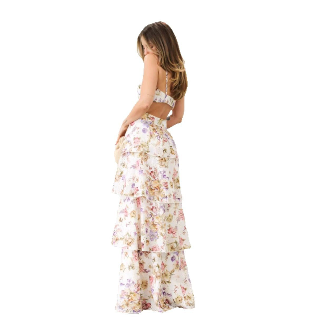 Women's Spring Sleeveless Backless Printed Seaside Vacation Dress