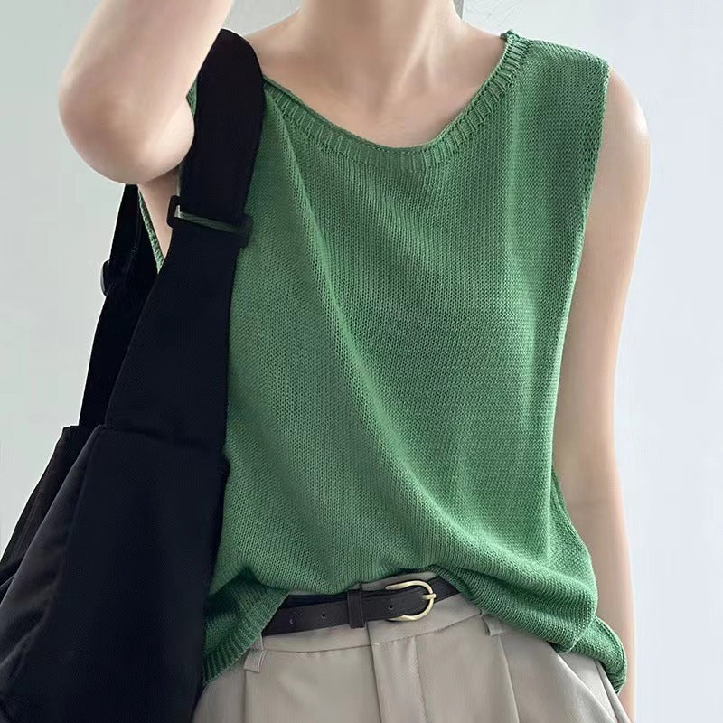 Women's Casual Loose Slimming Sleeveless Outerwear Solid Women's Vest