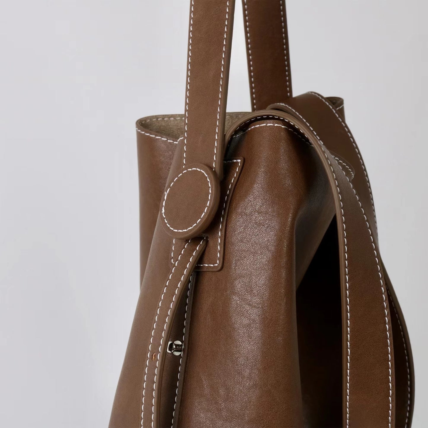 Cowhide Vegetable Basket Niche Large Capacity Handbags