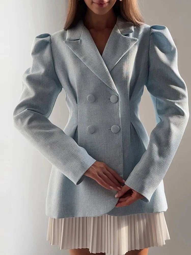 Autumn Pink Heart Breasted Long Sleeve Suits