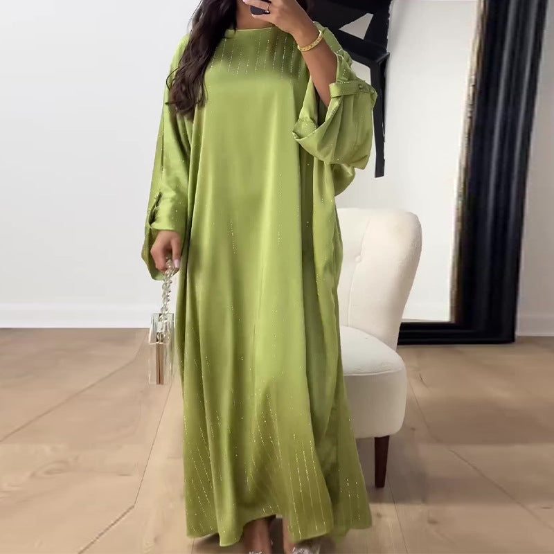 Women's Autumn Round Neck Solid Color Loose Casual Dresses