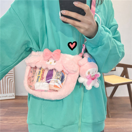 Cute Transparent Cartoon Plush Toy Doll Shoulder Bags