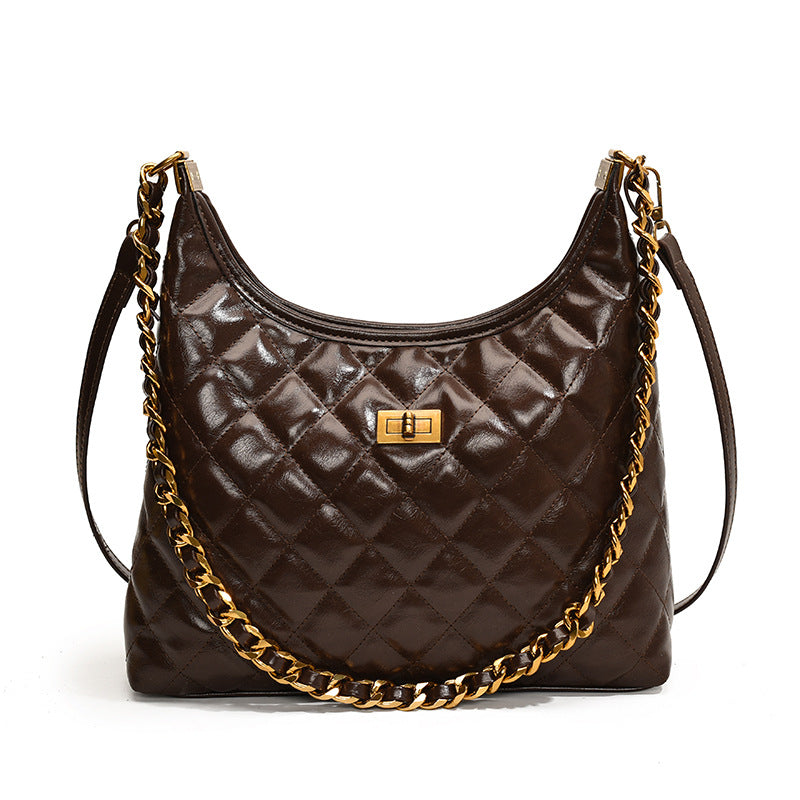 Women's Retro Diamond Style Chain Underarm Tote Bags