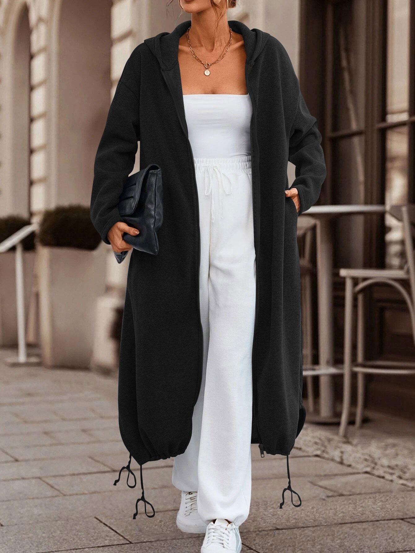 Women's Casual Solid Color Long Hooded With Jackets