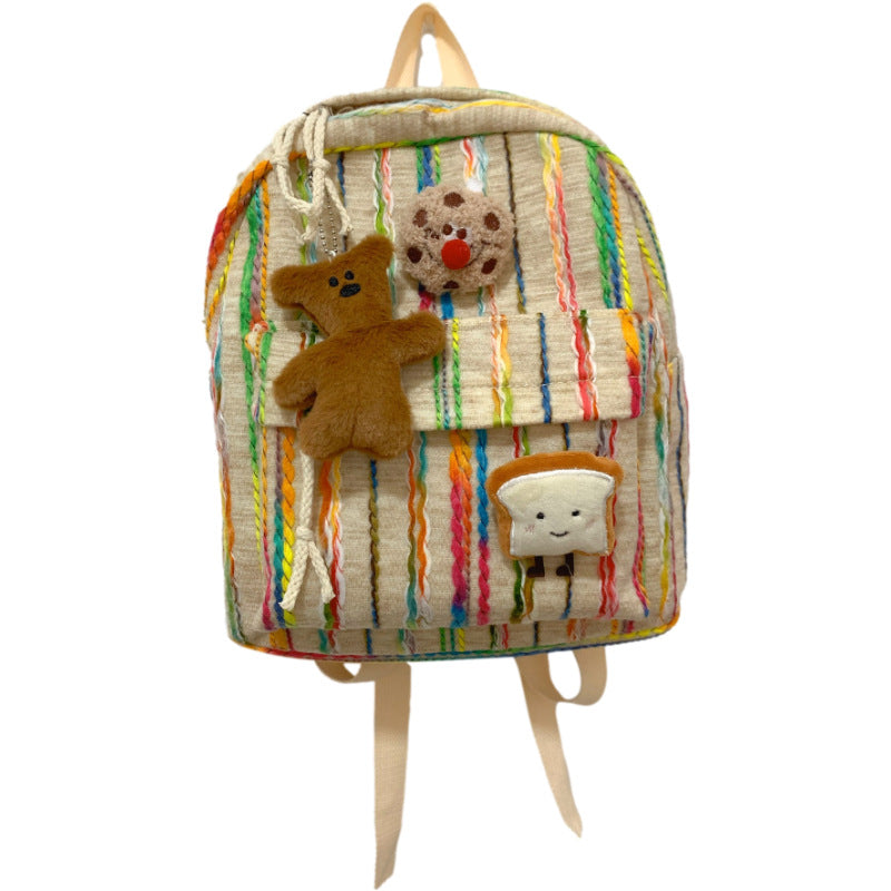 College Female Rainbow Striped Minority Wild Middle School Students' Schoolbags