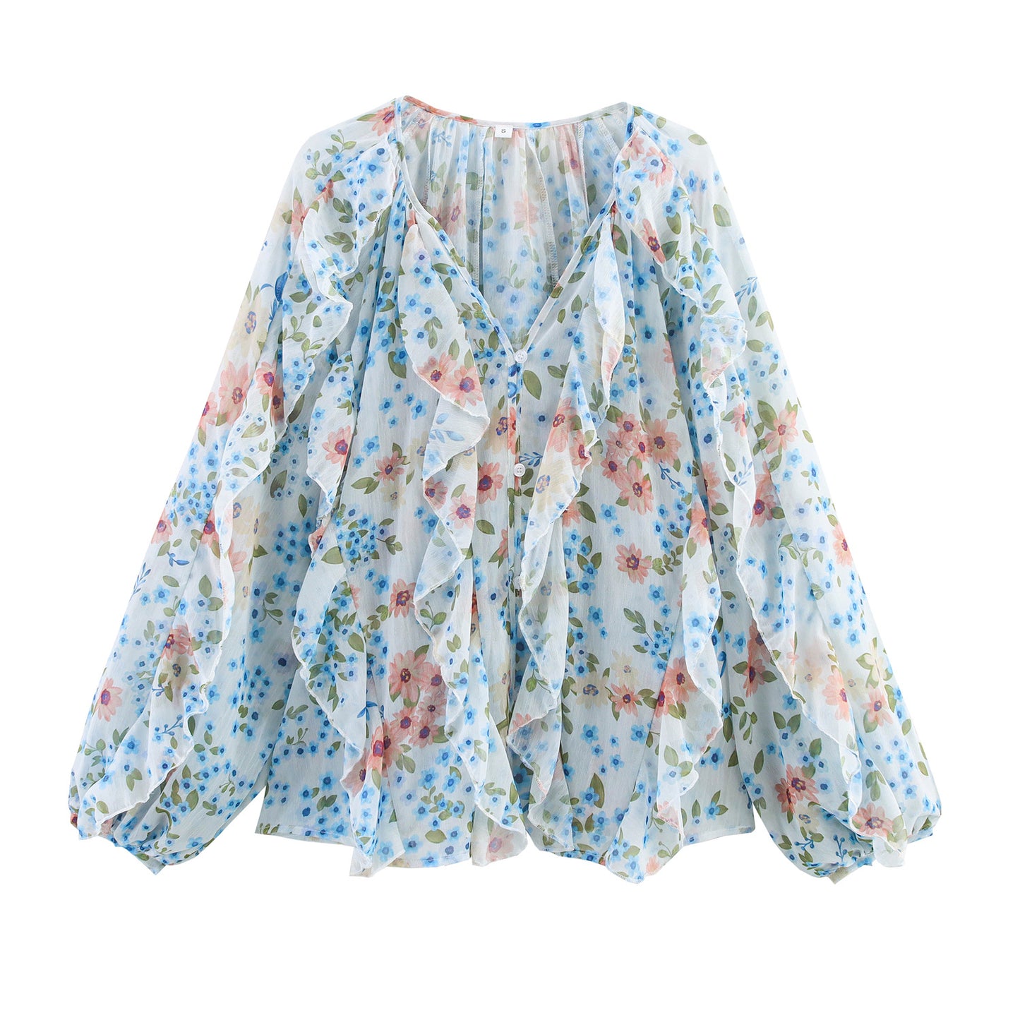 Women's Temperament Laminated Decoration Fashion Long Sleeve Blouses